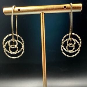 Elegant Multi-Hoop Drop Earrings in 925 Silver – Diamond Cut Circles